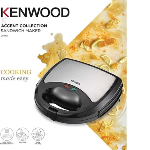 Modyhan Kenwood SMM01 3-in-1 Sandwich Maker, Waffle Maker & Grill - Black